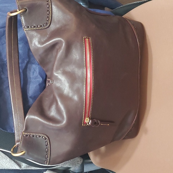 Dooney & Bourke Florentine Toggle Whipstitch Tomoro Brown Bucket Bag RARE - Picture 3 of 10